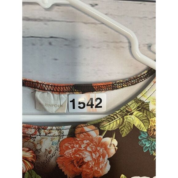 NARINPORN Floral‎ Brown Bodycon Dress Short sleevve Crew Neck Size M Sexy. Mini - Picture 8 of 8